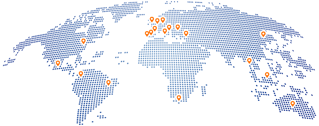 Mapa de presencia internacional de máquinas de Maproga
